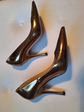 Jimmy Choo bronze (gold) stiletto heels